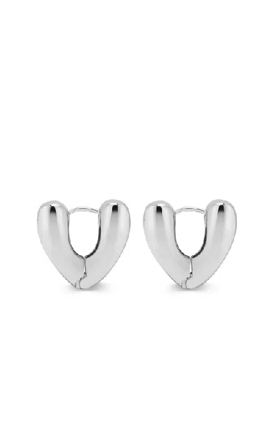 Nialaya Heart Hoop Earrings In Silver