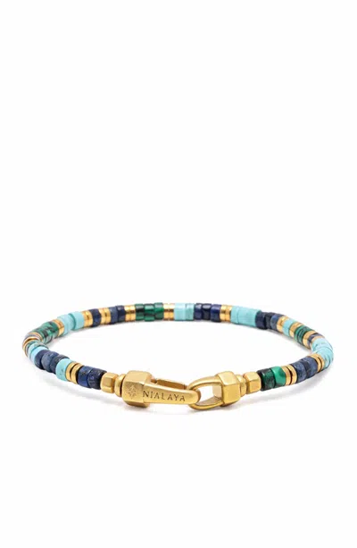 Nialaya Ocean Mosaic Heishi Bracelet In Blue