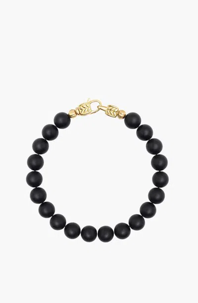 Nialaya Onyx Healing Bracelet With Gold Lock In Black