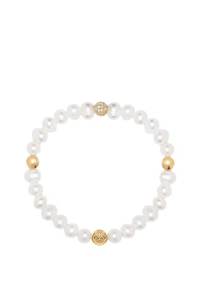 Nialaya Pearl Stretch Bracelet In White