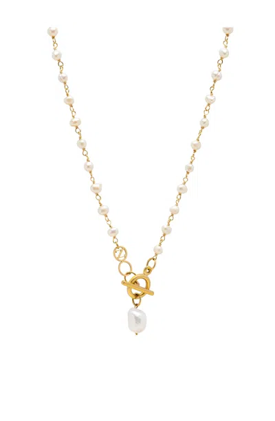 Nialaya Pearl Wrap Necklace In Gold