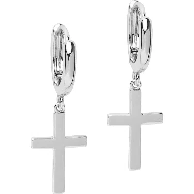 Nialaya Sterling Silver Cross Earrings In Metallic