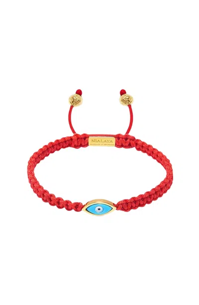Nialaya String Bracelet With Evil Eye In Red