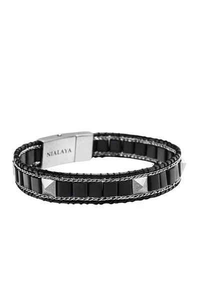Nialaya Stud Bracelet In Black