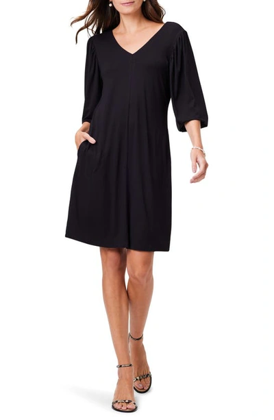 Nic + Zoe Balloon Sleeve Shift Dress In Black Onyx