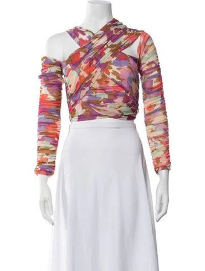 Pre-owned Nicholas Floral Print Asymmetrical Top In Pink