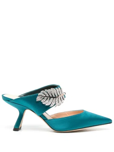 Nicholas Kirkwood Monstera 70mm Leather Mules In Blue