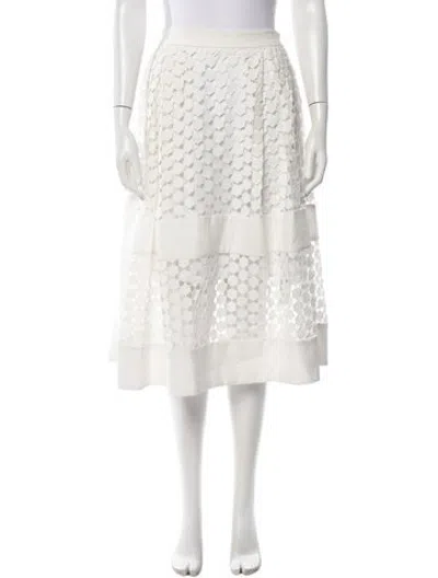 Pre-owned Nicholas Lace Midi Length Skirt In White