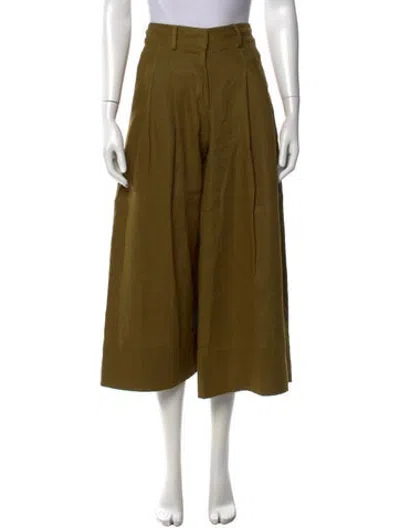 Pre-owned Nicholas Linen Wide Leg Pants In Green