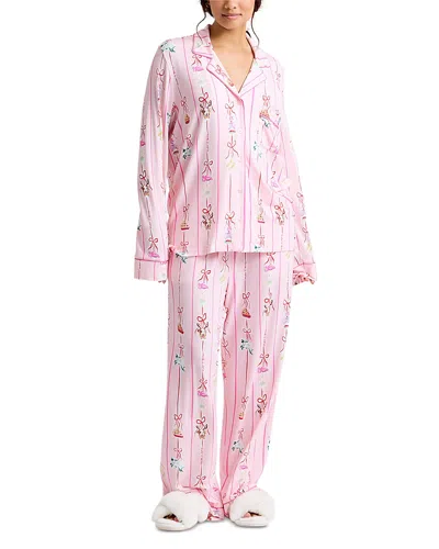 Nick & Nora Ornaments Jersey Long Sleeve Pajama Set In Pink