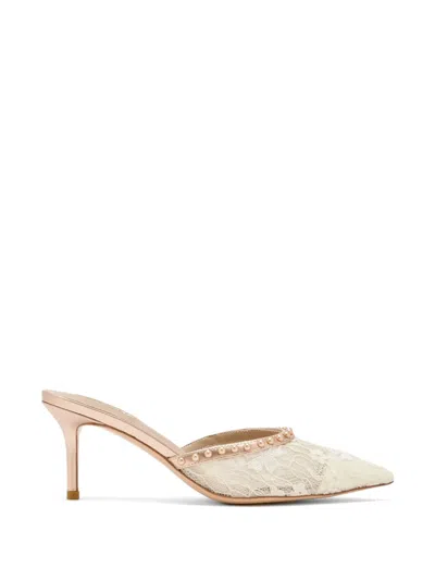 Nicoli Lace Pointed-toe Mules In Neutral