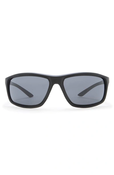 Nike Adrenaline 66mm Rectangular Sunglasses In Matte Black/ Black/ Dark Grey