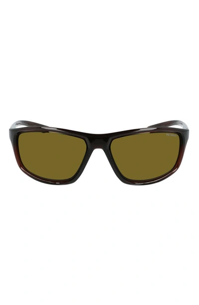Nike Adrenaline 66mm Rectangular Sunglasses In Brown