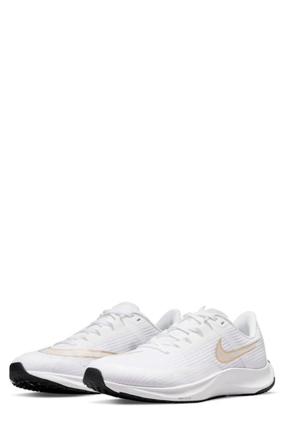 Nike Air Zoom Rival Fly 3 Running Shoe In White/ Metallic Gold/ Black