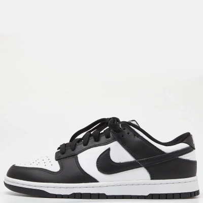 Pre-owned Nike Black/white Leather Dunk Low Top "panda" Sneakers Size 46 In Grey