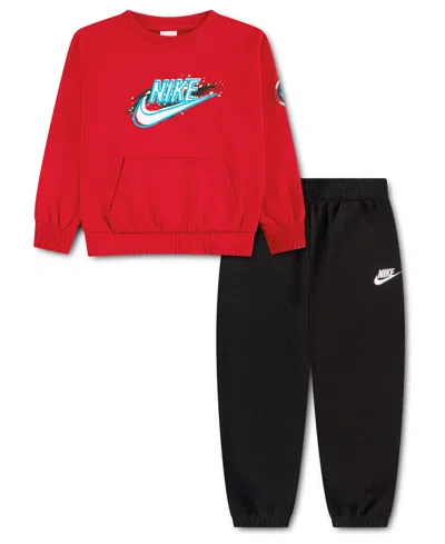 Nike Kids' Boys' And Girls' Snow Motion Fleece-graphic Sweatshirt And Pants, 2-piece Set In Multi