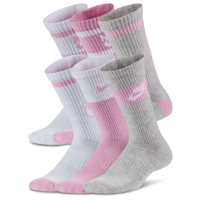 Nike Kids' Boys  6 Pack Cushioned Crew Socks In Grey/white/pink