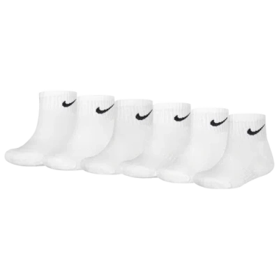 Nike Kids' Boys  Quarter Socks 6 Pack Gsb In White/black