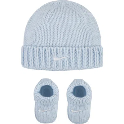 Nike Kids'  Cable Knit Beanie & Booties Set In Blue