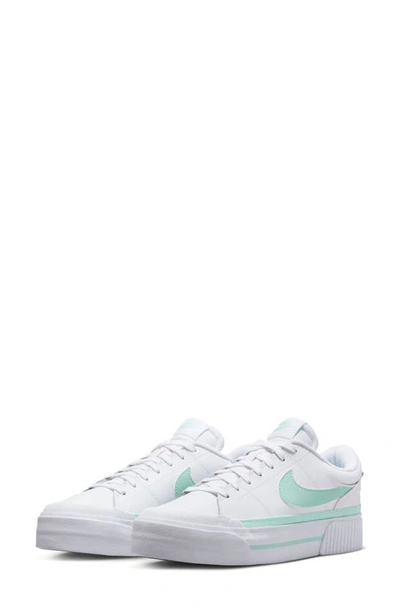 Nike Court Legacy Lift Sneaker In White/mint Foam/barely Green