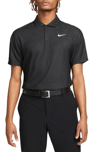 Nike Dri-fit Adv Tiger Woods Golf Polo In Dark Smoke Grey/ Black/ White