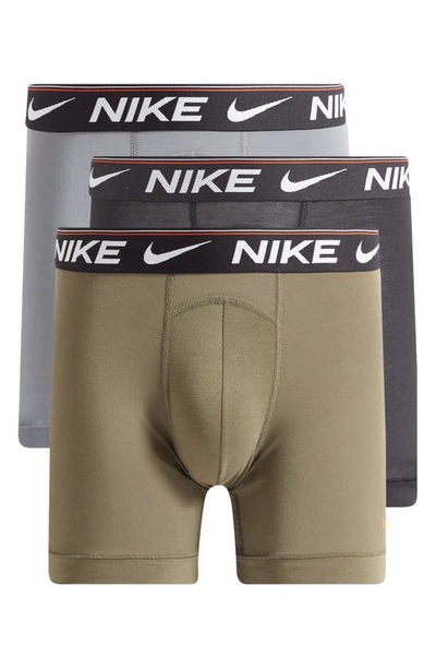 Nike Dri-fit Ultra Comfort Boxer Briefs In Cool Grey/ Olive/ Black