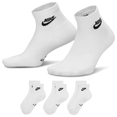 Nike Everyday Elevated Futura Ankle Socks 3 Pack In White/white/black