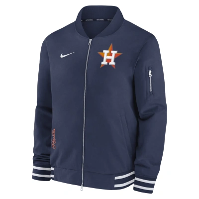 Nike Houston Astros Authentic Collection  Men's Mlb Full-zip Bomber Jacket In Blue