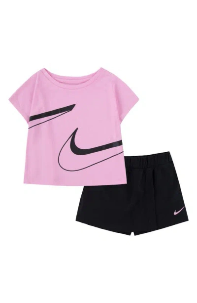 Nike Kids' Swoosh Graphic T-shirt & Skort Set In Black