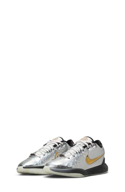 Nike Kids' Lebron Xxi Se Basketball Shoe In Silver/ Gold/ Black