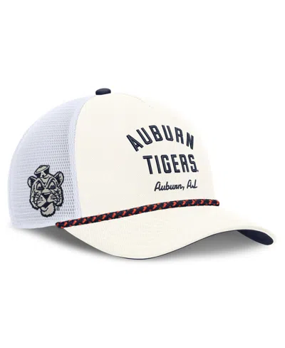 Nike Men's And Women's White Auburn Tigers Mascot Rope Trucker Adjustable Hat In White,navy