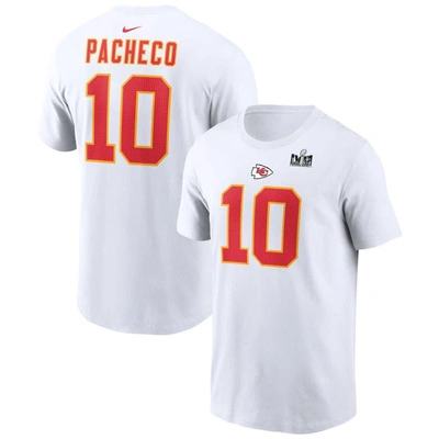 Nike Men's  Isiah Pacheco White Kansas City Chiefs Super Bowl Lviii Patch Player Name And Number T-sh