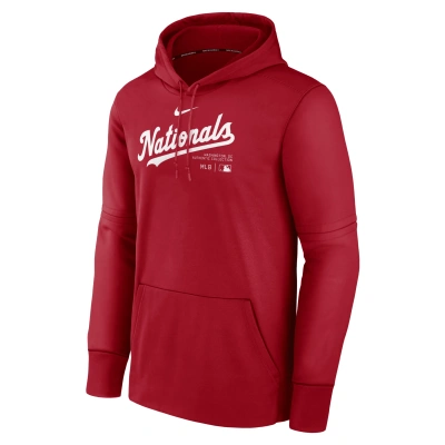 Nike Men's Washington Nationals Authentic Collection Practice  Therma Mlb Pullover Hoodie In Red