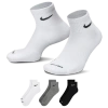 Nike Mens  3 Pack Dri-fit Plus Quarter Socks In White/black/grey