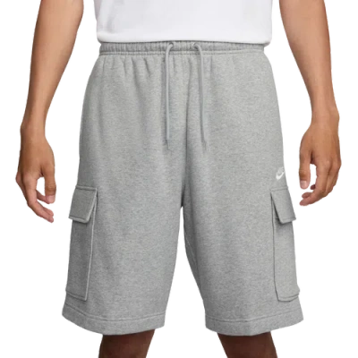Nike Mens  Club Cargo Shorts In Dark Grey Heather/white/light Smoke Grey