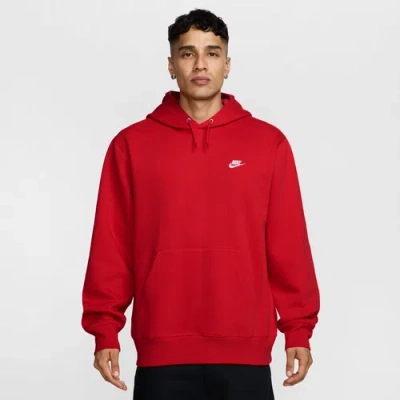 Nike Mens  Club Pullover Hoodie In University Red/university Red/white