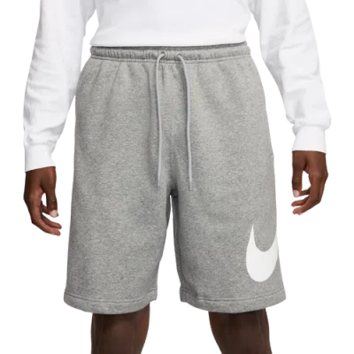 Nike Mens  Solo Swoosh Fleece Shorts In Dark Grey Heather/white/light Smoke Grey