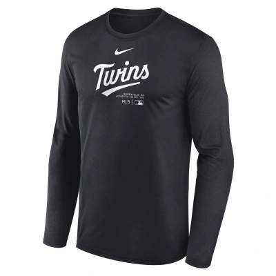 Nike Minnesota Twins Authentic Collection Practice  Men's Dri-fit Mlb Long-sleeve T-shirt In Blue