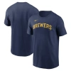 Nike Navy Milwaukee Brewers Fuse Wordmark T-shirt In Blue