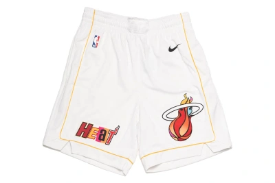 Pre-owned Nike Nba Miami Heat City Edition Swingman Shorts White