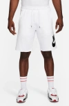 Nike 'nsw' Logo French Terry Shorts In White/ Black