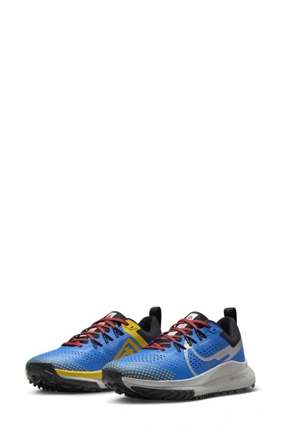 Nike React Pegasus Trail 4 Running Shoe In Photo Blue/ Red/ Black/ Silver