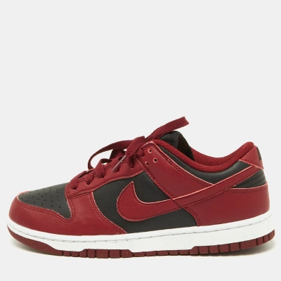 Pre-owned Nike Red/black Leather Dunk Low Top "team Red" Trainers Size 40