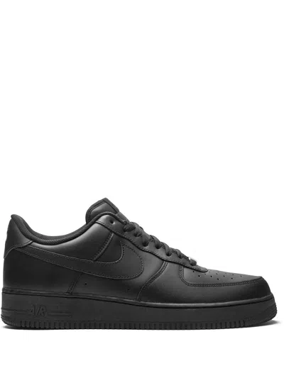 Nike Round Toe Flat Sneakers With Signature Logo Edition In Black