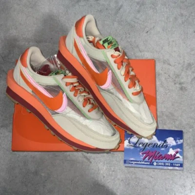 Pre-owned Nike Sacai X Clot X Ldwaffle Net Orange Blaze-size 12/brand New/ Fast Shipping