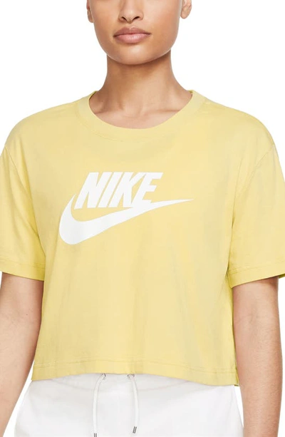 Nike Sportswear Essential Crop Graphic Tee In Soft Yellow