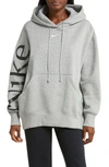 Nike Sportswear Phoenix Fleece Oversize Longline Hoodie In Dk Grey Heather/ Black/ Sail