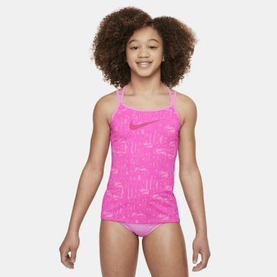 Nike Swim Retro Flow Big Kids' (girls') T-back Tank Topini Set In Pink