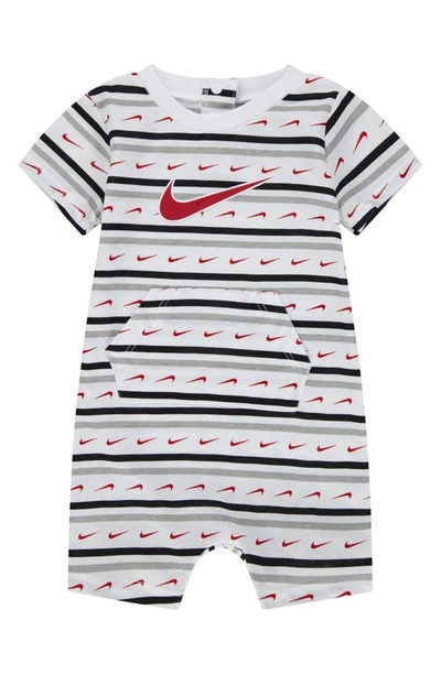 Nike Babies' Swoosh Stripe Romper In White