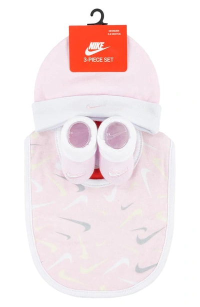 Nike Babies' Swooshfetti Cap, Bib & Booties Set In Pink Foam